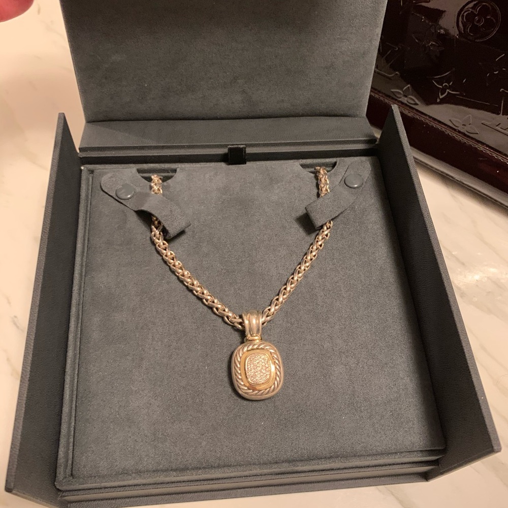 David Yurman Two-Tone Pave Diamond Pendant in Silver and Gold - Picture 11 of 15